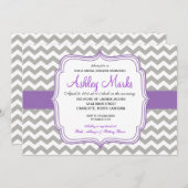 紫と灰色の山形の招待 招待状 (正面/裏面)