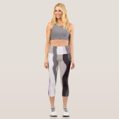 紫と灰色の波状のストライプ カプリレギンス (正面)