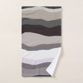 紫と灰色の波状のストライプ バスタオルセット (ハンドタオル)