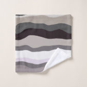 紫と灰色の波状のストライプ バスタオルセット (ウォッシュタオル)