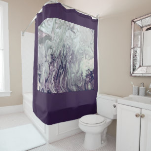 紫と灰色の流体旋回絵画(Purple and Gray Fluid Swirl) シャワーカーテン