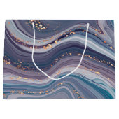 紫と灰色の液体大理石 ラージペーパーバッグ (正面)