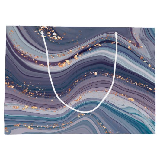 紫と灰色の液体大理石 ラージペーパーバッグ (裏面)