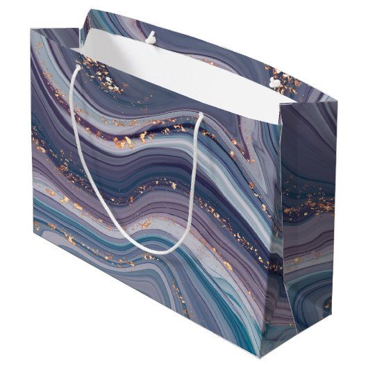 紫と灰色の液体大理石 ラージペーパーバッグ (裏面アングル)