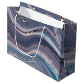 紫と灰色の液体大理石 ラージペーパーバッグ (正面アングル)