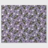 紫と灰色の漫画こうもり水玉模様ハロウィーン ラッピングペーパー (フラット)