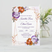 紫と焦げオレンジ結婚の 招待状 (スタンド正面)