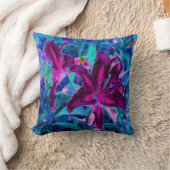 紫と熱いピンクの抽象芸術オリエンタルユリの花 クッション (ブランケット)