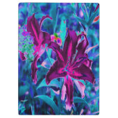 紫と熱いピンクの抽象芸術オリエンタルユリの花 クリップボード (裏面)