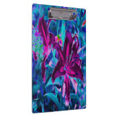 紫と熱いピンクの抽象芸術オリエンタルユリの花 クリップボード (右)