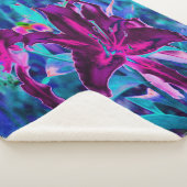 紫と熱いピンクの抽象芸術オリエンタルユリの花 シェルパブランケット (3/4)