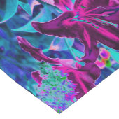 紫と熱いピンクの抽象芸術オリエンタルユリの花 ショートテーブルランナー (コーナー)