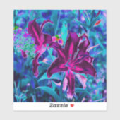 紫と熱いピンクの抽象芸術オリエンタルユリの花 シール (シート)