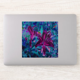 紫と熱いピンクの抽象芸術オリエンタルユリの花 シール