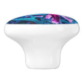 紫と熱いピンクの抽象芸術オリエンタルユリの花 セラミックノブ (側面)