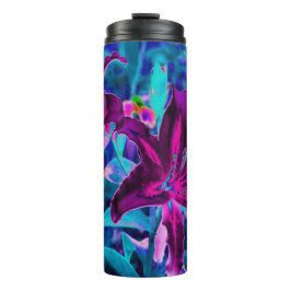 紫と熱いピンクの抽象芸術オリエンタルユリの花 タンブラー
