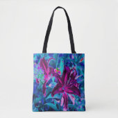 紫と熱いピンクの抽象芸術オリエンタルユリの花 トートバッグ (正面)