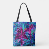 紫と熱いピンクの抽象芸術オリエンタルユリの花 トートバッグ (裏面)