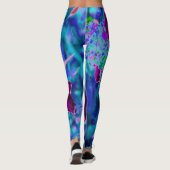 紫と熱いピンクの抽象芸術オリエンタルユリの花 レギンス (裏面)