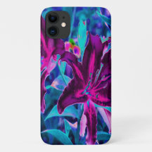 紫と熱いピンクの抽象芸術オリエンタルユリの花