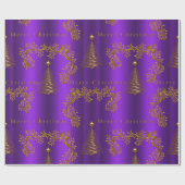 紫と王室の金ゴールドのクリスマスラッピング紙 ラッピングペーパー (フラット)