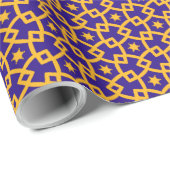 紫と王室の金ゴールドのリンクパターン ラッピングペーパー (ロールコーナー)