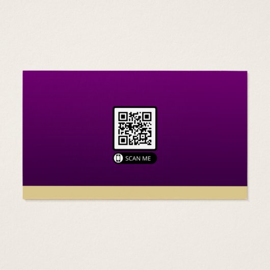 紫と王室の金ゴールドアクセント磁石名刺 (裏面)