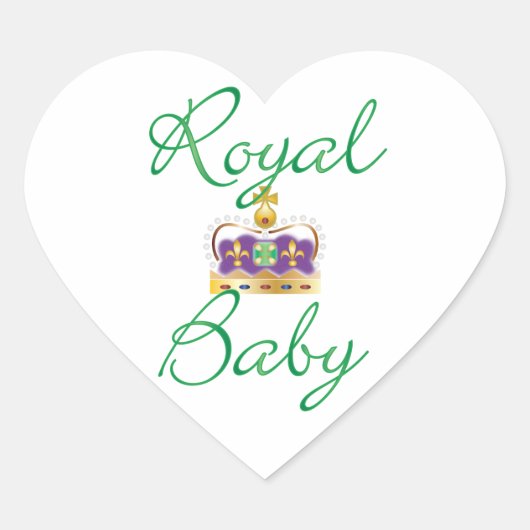 紫と王室の金ゴールドクラウンを持つベビー ハートシール (正面)
