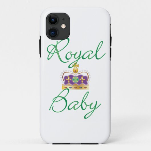紫と王室の金ゴールドクラウンを持つベビー Case-Mate iPhoneケース (裏面)