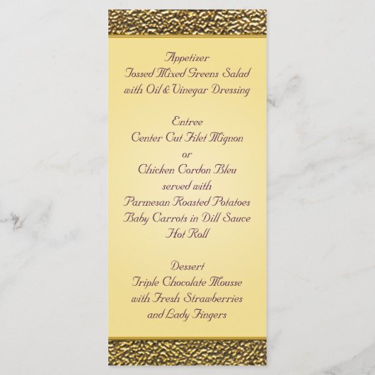 紫と王室の金ゴールドフローラのメニューカード メニュー (裏面)