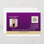 紫と王室の金ゴールド付きアクセントはがき ポストカード (正面/裏面)