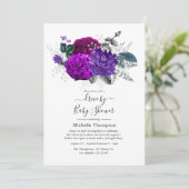 紫と王室の銀のフローラドライブでシャワー 招待状 (スタンド正面)