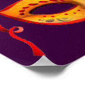 紫と王室の黄色の仮装の劇場用マスク ポスター (角)