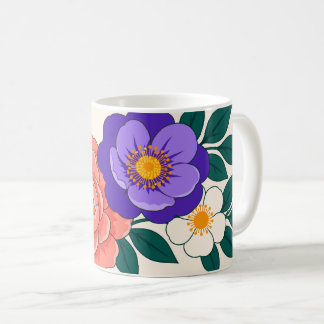 紫と珊瑚の花の花束 コーヒーマグカップ