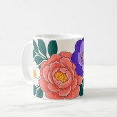紫と珊瑚の花の花束 コーヒーマグカップ (正面左)