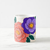 紫と珊瑚の花の花束 コーヒーマグカップ (中央)