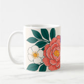 紫と珊瑚の花の花束 コーヒーマグカップ (左)