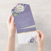 紫と白あじさい花オンラベンダー オールインワン招待状 (貼ってはがせる)