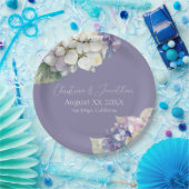 紫と白あじさい花オンラベンダー ペーパープレート (パーティー)