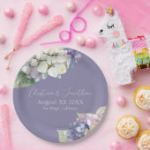 紫と白あじさい花オンラベンダー ペーパープレート (パーティー)