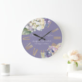 紫と白あじさい花オンラベンダー ラージ壁時計 (ホーム)