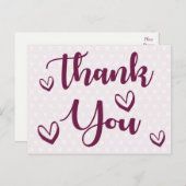 紫と白ありがとうハート-'結婚,パーティー ポストカード (正面/裏面)