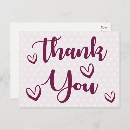 紫と白ありがとうハート-'結婚,パーティー ポストカード (正面/裏面)