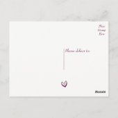 紫と白ありがとうハート-'結婚,パーティー ポストカード (裏面)