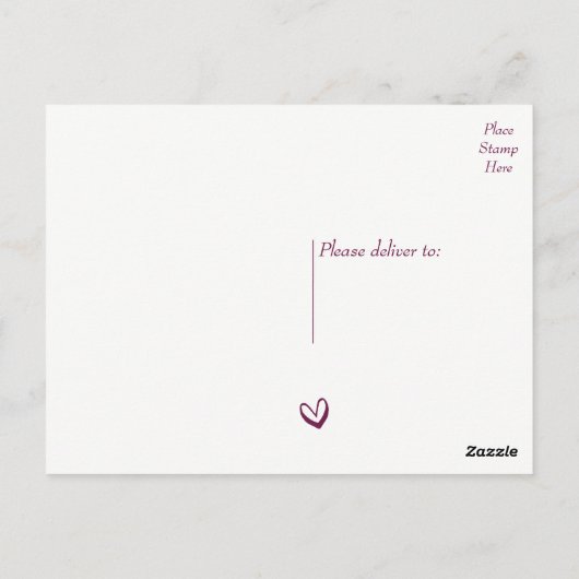 紫と白ありがとうハート-'結婚,パーティー ポストカード (裏面)