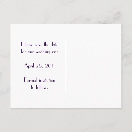 紫と白いフローラ渦巻き日付を保存 案内ポストカード (裏面)