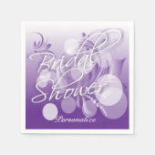 紫と白かわいらしのブライダルシャワー スタンダードカクテルナプキン (正面)