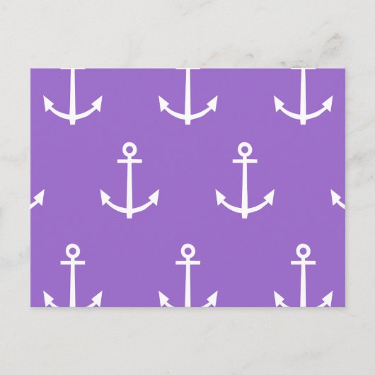 紫と白のいかりパターン1 ポストカード (正面)