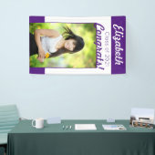 紫と白のおめでとうワンフォト卒業パーティー 横断幕 (トレードショー)