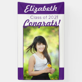 紫と白のおめでとうワンフォト卒業パーティー 横断幕